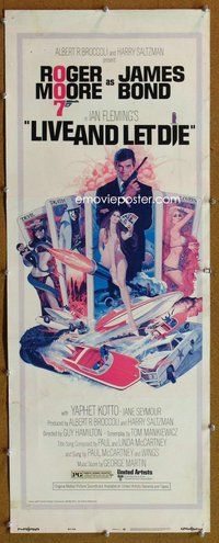 d205 LIVE & LET DIE insert movie poster '73 Roger Moore as James Bond