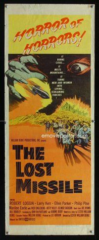 d209 LOST MISSILE insert movie poster '58 sci-fi, horror of horrors!