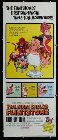 d215 MAN CALLED FLINTSTONE insert movie poster '66 Hanna-Barbera!