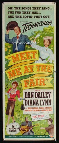 d223 MEET ME AT THE FAIR insert movie poster '53 Dan Dailey musical!