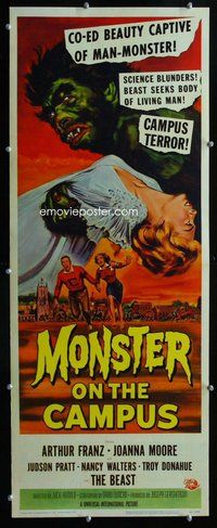 d229 MONSTER ON THE CAMPUS insert movie poster '58 Reynold Brown art!