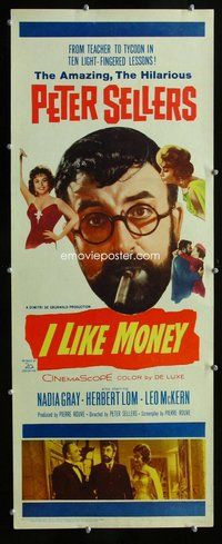 d234 MR TOPAZE insert movie poster '62 Peter Sellers, I Like Money!