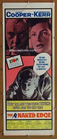 d238 NAKED EDGE insert movie poster '61 Gary Cooper, Deborah Kerr