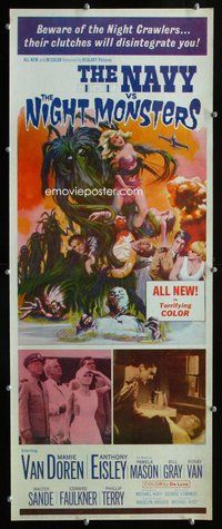 d006 NAVY VS THE NIGHT MONSTERS insert movie poster '66 wild horror!