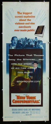 d241 NEW YORK CONFIDENTIAL insert movie poster '55 Broderick Crawford