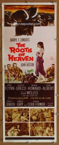 d277 ROOTS OF HEAVEN insert movie poster '58 Errol Flynn, Julie Greco