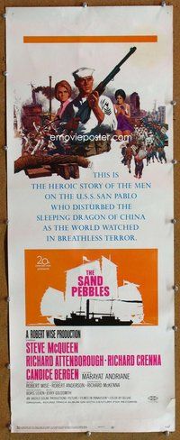 d280 SAND PEBBLES insert movie poster '67 Steve McQueen, Attenborough