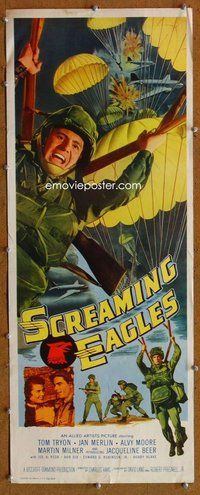 d284 SCREAMING EAGLES insert movie poster '56 Tom Tryon, Airborne!