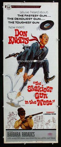 d287 SHAKIEST GUN IN THE WEST insert movie poster '68 Don Knotts
