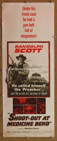 d290 SHOOT-OUT AT MEDICINE BEND insert movie poster '57 Raldolph Scott