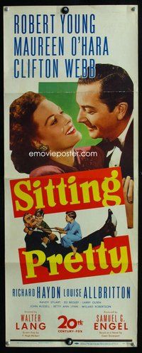 d295 SITTING PRETTY insert movie poster '48 Robert Young, Belvedere