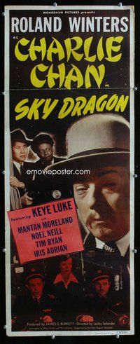 d296 SKY DRAGON insert movie poster '49 Winters as Charlie Chan!