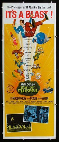 d299 SON OF FLUBBER insert movie poster '63 Walt Disney, MacMurray