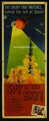 d305 SPY IN THE SKY insert movie poster '58 Steve Brodie, sci-fi!