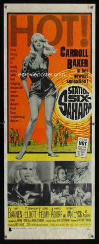 d307 STATION SIX SAHARA insert movie poster '64 sexy Carroll Baker!