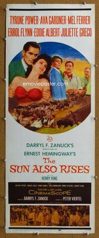 d313 SUN ALSO RISES insert movie poster '57 Tyrone Power, Ava Gardner