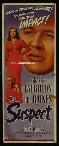 d315 SUSPECT insert movie poster '44 Charles Laughton, Ella Raines
