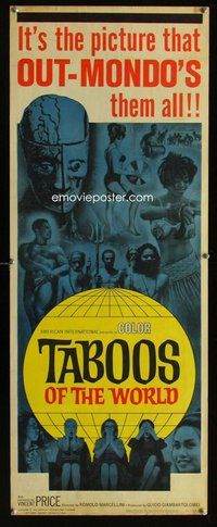 d318 TABOOS OF THE WORLD insert movie poster '63 goes beyond Mondo!
