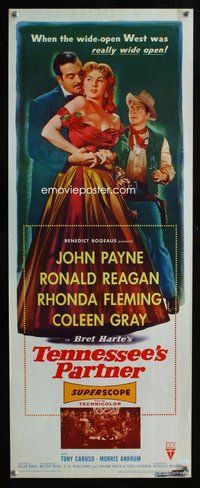 d320 TENNESSEE'S PARTNER insert movie poster '55 Ronald Reagan