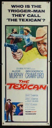 d322 TEXICAN insert movie poster '66 Audie Murphy, Broderick Crawford