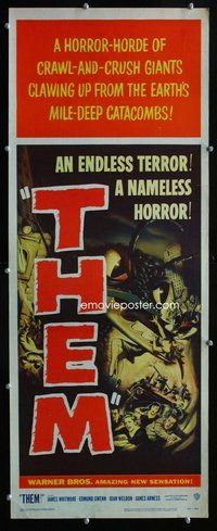 d326 THEM insert movie poster '54 classic horror horde of giant bugs!