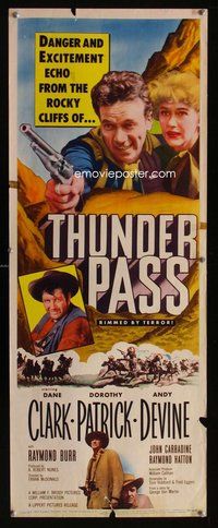 d330 THUNDER PASS insert movie poster '54 Dane Clark, Dorothy Patrick