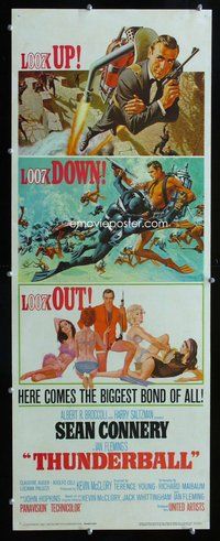 d007 THUNDERBALL insert movie poster '65 Sean Connery as James Bond!
