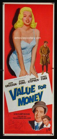 d338 VALUE FOR MONEY insert movie poster '57 super sexy Diana Dors!