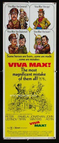 d343 VIVA MAX insert movie poster '70 Peter Ustinov, Jack Davis art!