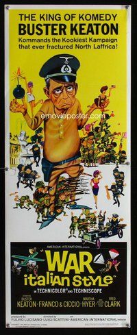 d345 WAR ITALIAN STYLE insert movie poster '66 Buster Keaton, WWII!