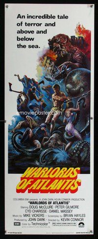 d346 WARLORDS OF ATLANTIS insert movie poster '78 cool sci-fi artwork!
