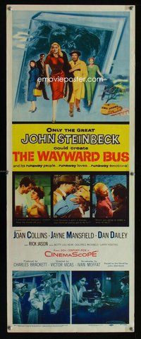 d348 WAYWARD BUS insert movie poster '57 Jayne Mansfield, Steinbeck