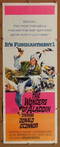 d362 WONDERS OF ALADDIN insert movie poster '61 Donald O'Connor