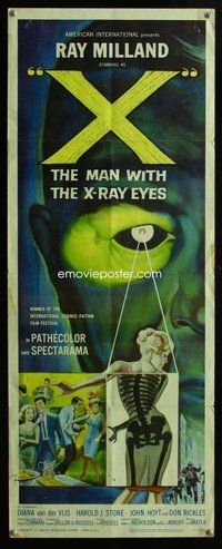 d363 X THE MAN WITH THE X-RAY EYES insert movie poster '63 Corman