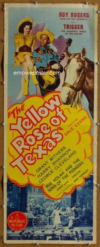 d364 YELLOW ROSE OF TEXAS insert movie poster '44 Roy Rogers, Dale Evans