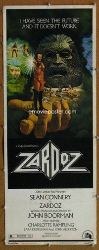 d368 ZARDOZ insert movie poster '74 Connery, John Boorman fantasy!