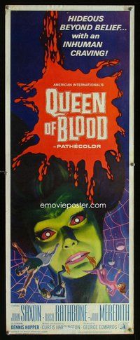 d264 QUEEN OF BLOOD insert movie poster '66 Basil Rathbone, AIP