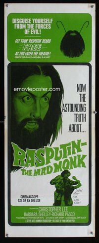 d267 RASPUTIN THE MAD MONK insert movie poster '66 Christopher Lee