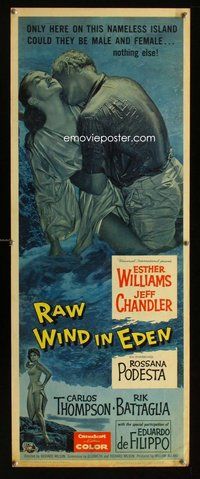 d268 RAW WIND IN EDEN insert movie poster '58 Esther Williams