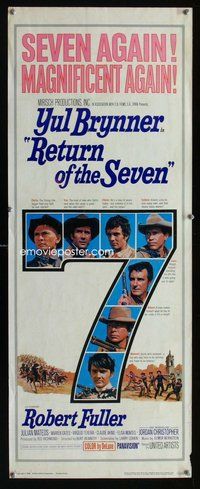 d271 RETURN OF THE SEVEN insert movie poster '66 Yul Brynner
