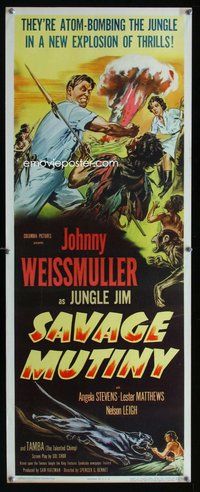 d283 SAVAGE MUTINY insert movie poster '53 Weissmuller as Jungle Jim!