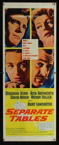 d286 SEPARATE TABLES insert movie poster '58 Rita Hayworth, Lancaster