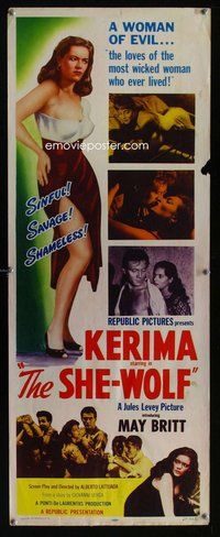 d289 SHE-WOLF insert movie poster '52 sexy Kerima, May Britt