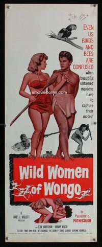 d352 WILD WOMEN OF WONGO insert movie poster '58 sexy cave babes!