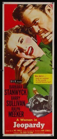 d185 JEOPARDY insert movie poster '53 Barbara Stanwyck, film noir!
