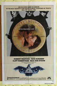 e005 3 DAYS OF THE CONDOR one-sheet movie poster '75 Redford, Dunaway