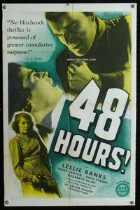e006 48 HOURS one-sheet movie poster '42 Leslie Banks, Cavalcanti
