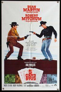 e007 5 CARD STUD one-sheet movie poster '68 Martin & Mitchum play poker!