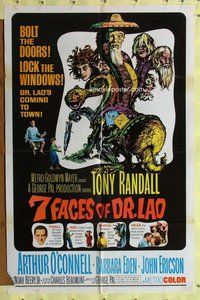 e009 7 FACES OF DR LAO one-sheet movie poster '64 Tony Randall, cool image!