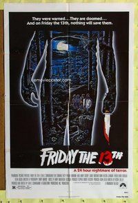 e318 FRIDAY THE 13th one-sheet movie poster '80 slasher horror classic!